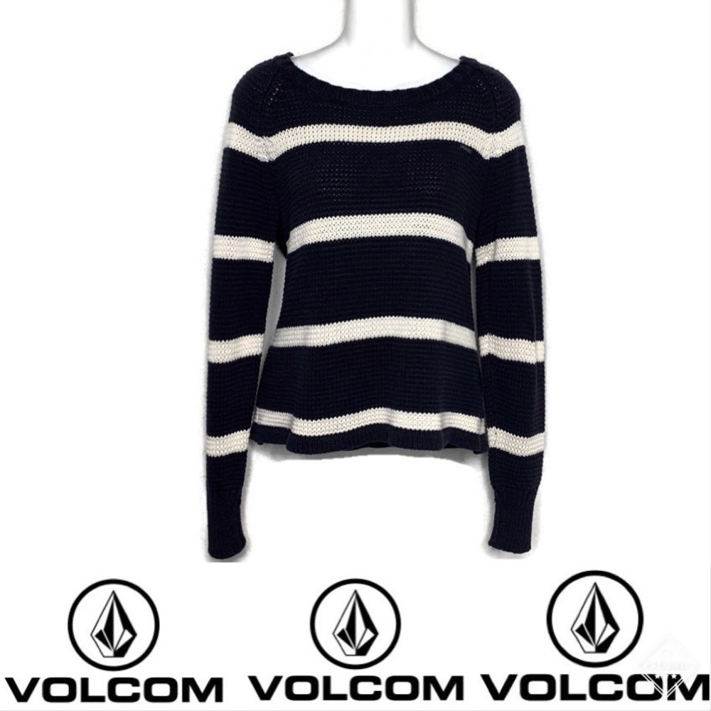 Volcom Striped Knit Sweater Black/White Sz S/P/10